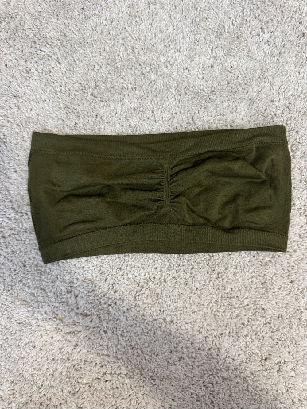 Olive Green Seamless Ruched Bandeau Tube Top